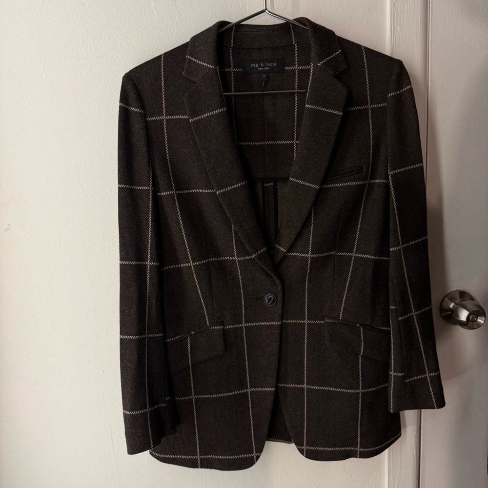 Rag & Bone Dark Brown Checkered Blazer